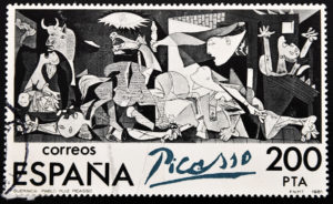 Stamp shows painting by Pablo Picasso Guernica