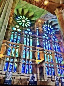 Stained glass windows at the Sagrada Familia