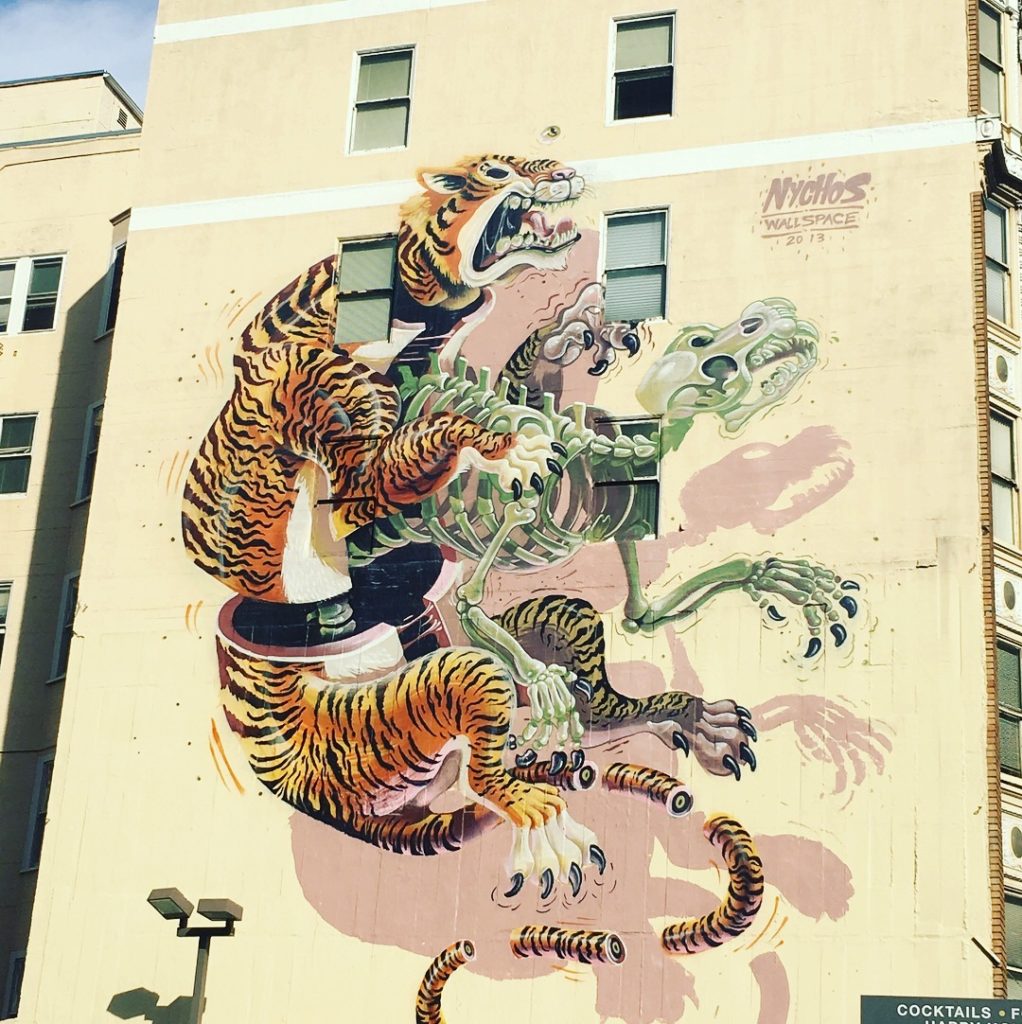 San Francisco Street Art tiger skeleton Nychos